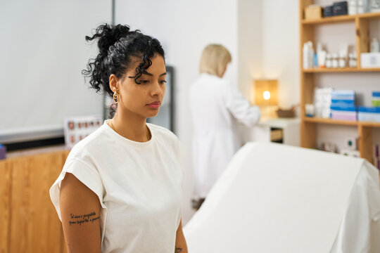 Woman preparing for professional beauty skincare treatment