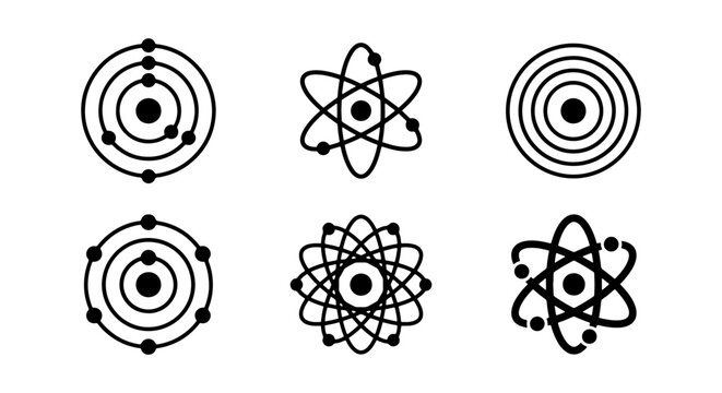 Atomic Structure Icons, Science Symbols, Molecular Models, Chemistry Diagrams, Physics Concepts