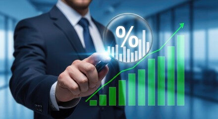 Obraz premium Business professional analyzing financial data with holographic display