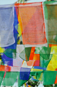 Close-Up of Tibetan Prayer Flags in Kathmandu
