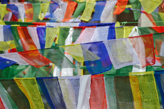 Colorful Tibetan Prayer Flags in Kathmandu, Nepal