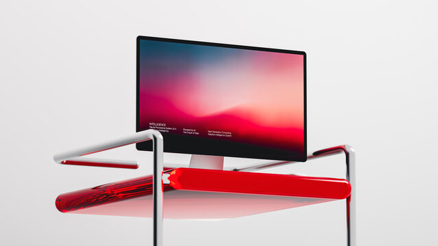 Display shows modern technology on the computer screen