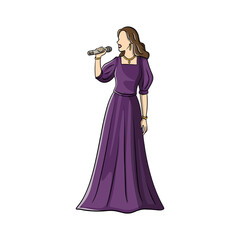 Fototapeta premium Woman Singing into Microphone Illustration