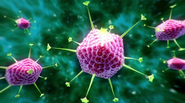 Microscopic view of virus cells under a microscope