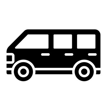 van glyph icon. multi window passenger minibus. group transport and shuttle service. travel and logistics