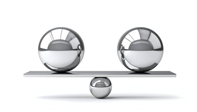 Balance and Equilibrium - Two Spheres Perfectly Balanced on a Fulcrum.