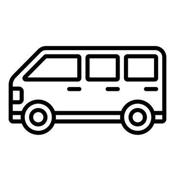 van outline icon. multi window passenger minibus. group transport and shuttle service. travel and logistics