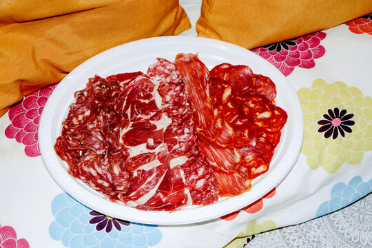 a platter of assorted Spanish cured meats