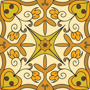 golden yellow batik vector