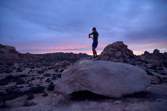 Athlete exercising in Joshua Tree National Park