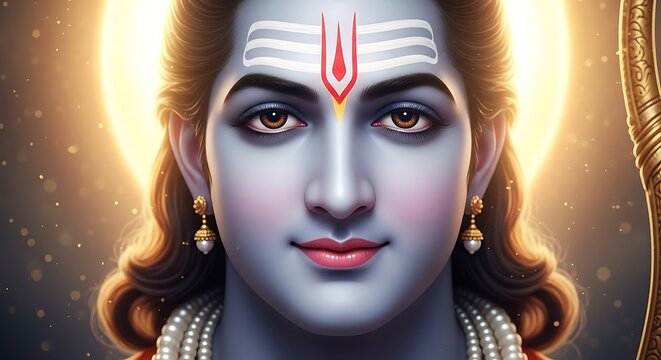 Hindu deity Shiva portrait closeup mystical.