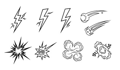 A set of comic book style explosion and lightning bolt vector graphics © Nahid