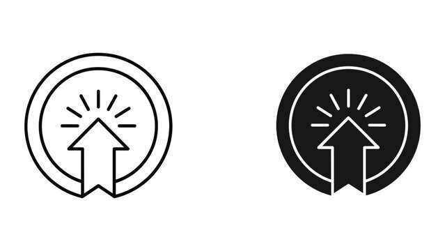 Black and white icons of arrows pointing up in a circle with lines
