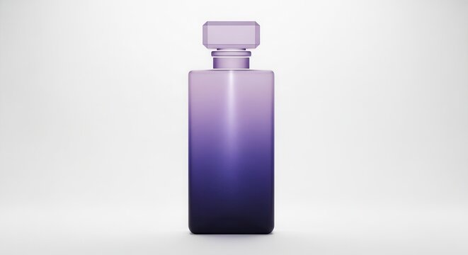Sleek modern rectangular bottle featuring a captivating purple gradient and faceted cap design