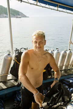 Portrait of Scuba Divemaster After Dive Koh Tao, Thailand
