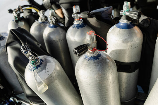 Scuba Tanks on Dive Boat Koh Tao