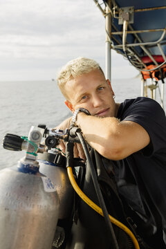 Dive Instructor Portrait on Boat Koh Tao, Thailand