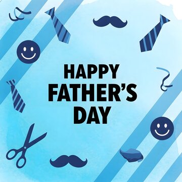 Happy father's day celebrating dads with ties mustaches and joyful greetings