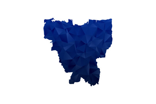 Jakarta Map - Polygon Style Vector Illustration in Dark Blue Gradient, Low Poly Geometric Design, Isolated on White Background for Infographics and Education.