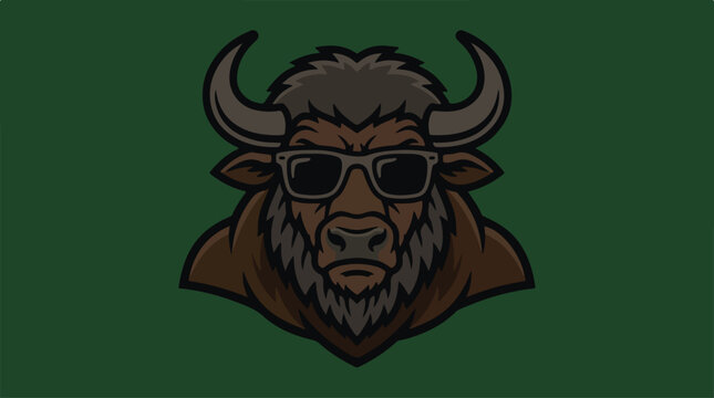 Bison wearing trendy cool sunglasses.