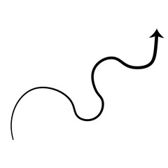 Fototapeta premium Abstract black wavy arrow pointing upwards on a white background, symbolizing direction and progress