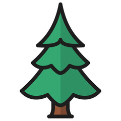 Obraz premium Stylized flat design pine tree icon for nature, forest, and Christmas themes. A versatile evergreen graphic perfect for your adobe stock projects and digital assets