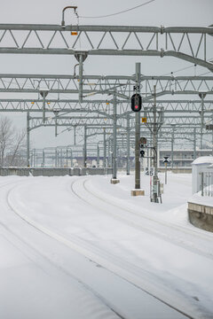 Snowy train station