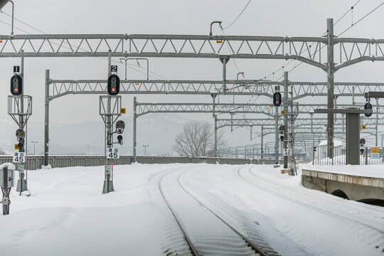 Snowy train station