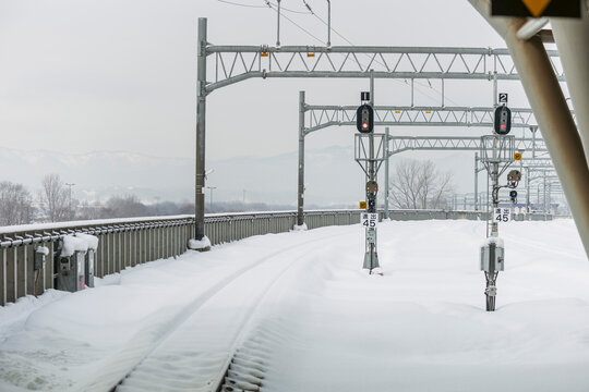 Snowy train station