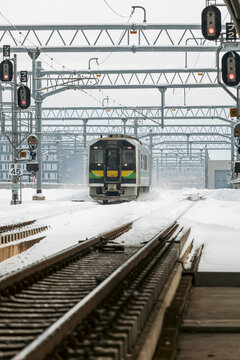 Snowy train station