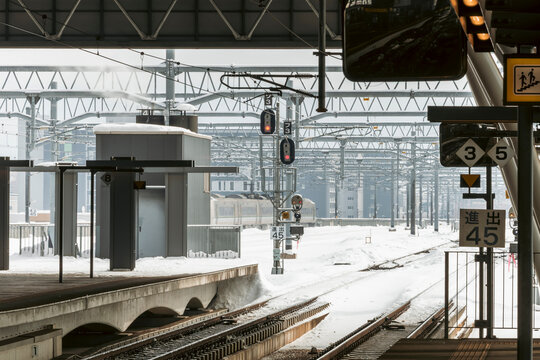 Snowy train station