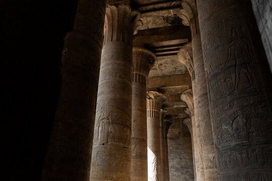 Edfu temple pillars in Egypt