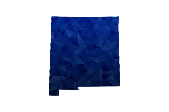 New Mexico Map - Polygon Style Vector Illustration in Dark Blue Gradient, Low Poly Geometric Design, Isolated on White Background for Infographics and Education.