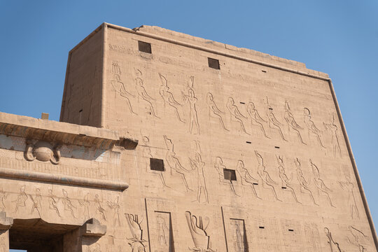 Edfu temple hieroglyphs Egypt