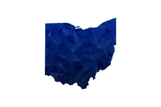 Ohio Map - Polygon Style Vector Illustration in Dark Blue Gradient, Low Poly Geometric Design, Isolated on White Background for Infographics and Education.