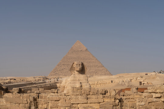 Sphinx and Pyramids at Giza Egypt