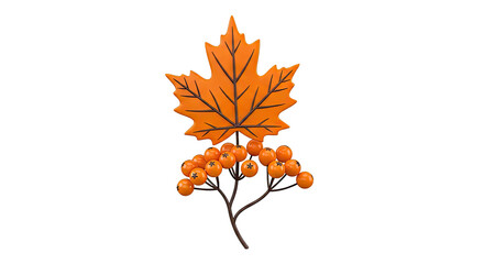 Fototapeta premium Orange Maple Leaf and Rowan Berries