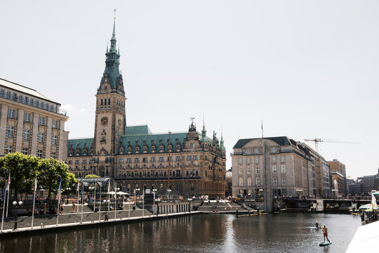 Hamburg Rathaus the city hall building by the Jungfernstieg