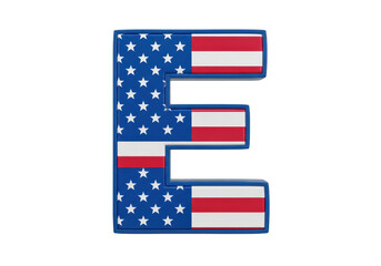 Obraz premium American flag letter e isolated on transparent background patriotic symbol for united states