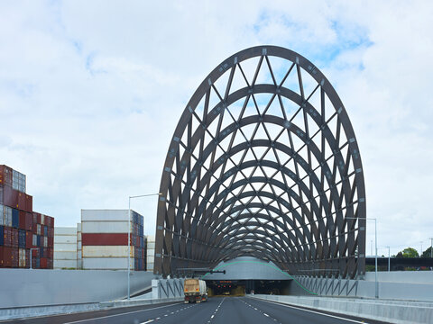Entrance to new West Gate Tunnel on Melbourne city Freeway