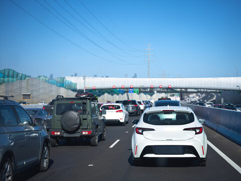 Busy Traffic on a Westgate Freeway entering Melbourne