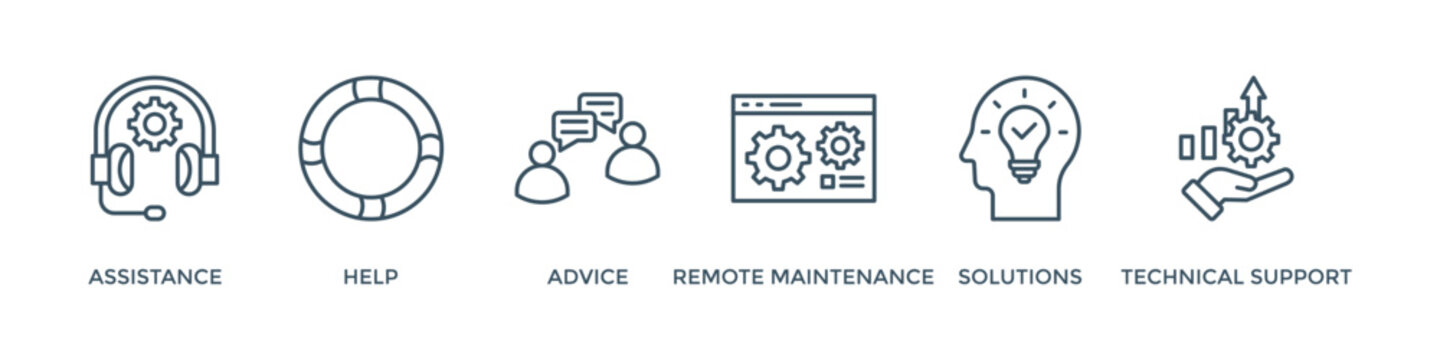 IT Expert banner web icon vector illustration concept with icon of assistance, help, advice, remote maintenance, solutions and technical support