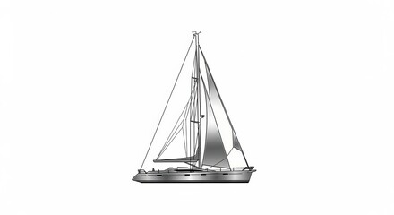 Fototapeta premium Sleek monochromatic sailboat drawing for nautical design projects and maritime leisure concepts