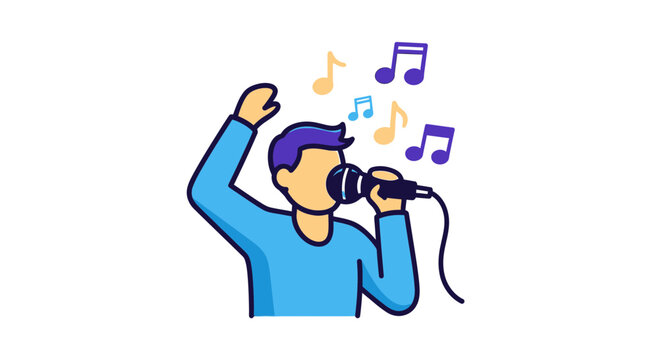 Man singing into a microphone loudly.