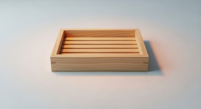 Minimalist natural wood slatted tray for various household organization and display needs