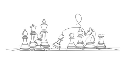 Chess Game Strategy Line Art - Strategy and Tactics © punduh