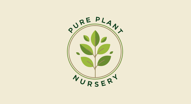 Pure Plant Nursery Green Leaf Logo.
