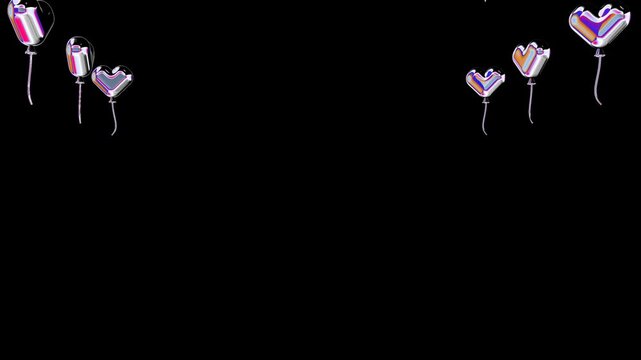 Chrome Heart Balloon Loop Animation, Futuristic Y2K Metallic Love Balloons Floating