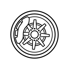 Obraz premium black and white line art car wheel icon isolated on white background