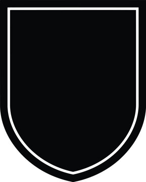 black shield icon with white outline on white background